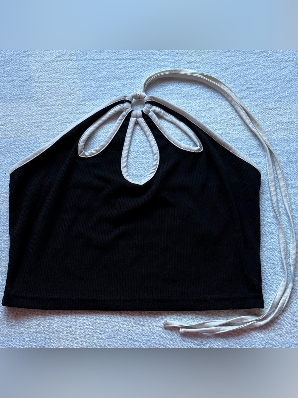 Pretty Garbage Black and White Halter Crop Top
